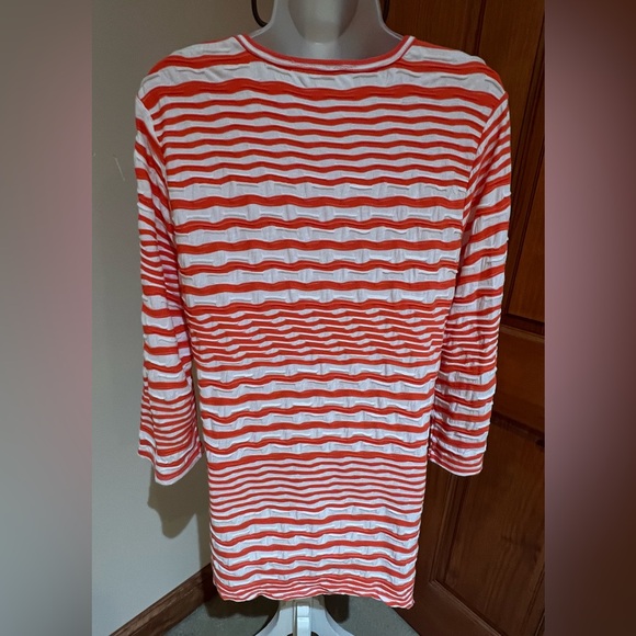 NEW NWOT LULU B ORANGE & WHITE ASYMMETRICAL STRIPED TUNIC TOP IN A SIZE MEDIUM - Picture 8 of 9